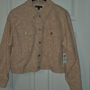 INC International Concepts Beige Patterned Jean Jacket